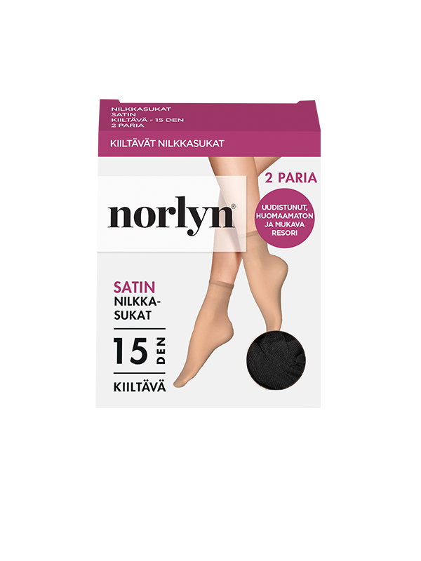 Satin nilkkasukat 15 den 2-pack black