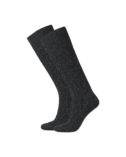 Tuotekuva Villasekoitesukat grey melange cable