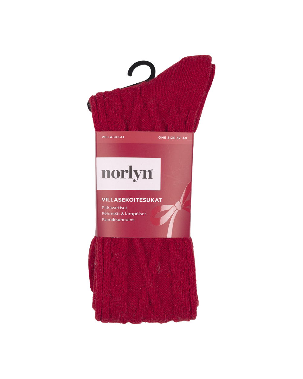 Tuotekuva Villasekoitesukat merry red cable
