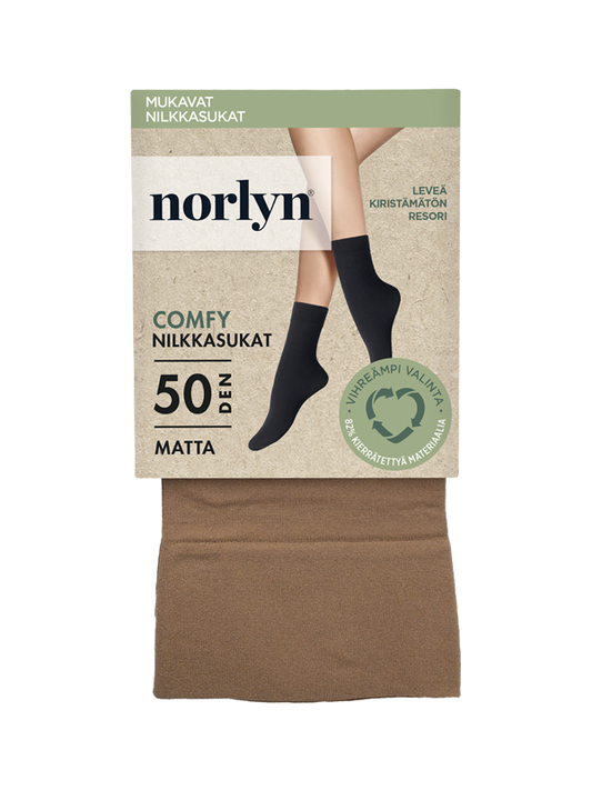 Comfy nilkkasukat 50 den powder tuotepakkaus